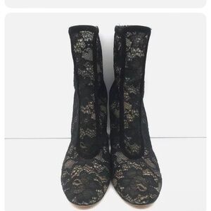 Gianvito Rossi Boleyn Boots, Size 40.5, blk suede w/ lace trim